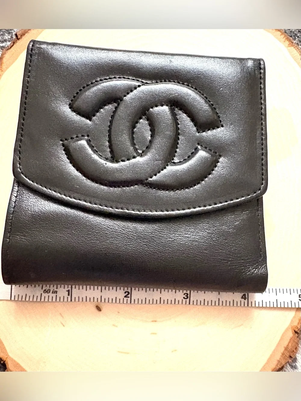 CHANEL Black Quilted CC Logo Card Holder